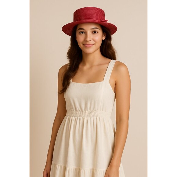 VTG Betmar New York Pink Straw Hat – Wide Brim with Bow – Style G165 - Picture 5 of 5